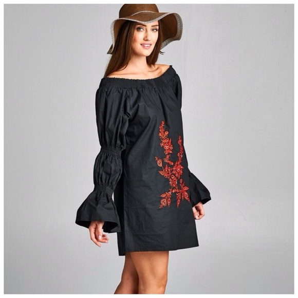 Black Embroidered Tunic Dress - Picture 9 of 10